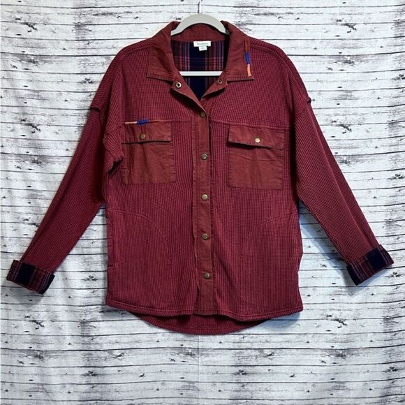 Sundance Waffle Knit Prudence Oversized Boho Shirt Jacket - Picture 1 of 9